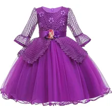 Платье для девочек с длинным рукавом, элегантное вечернее платье принцессы, Детские платья для девочек, вечернее свадебное платье, детская одежда