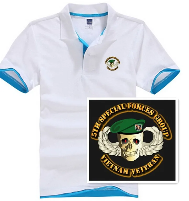 

Short Sleeve Polo Shirt Men 5th Special Forces Group Skull Wings Beret printed jerseys Summer Mens polo t shirt pollover 2018