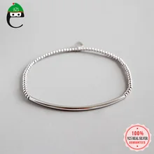 ElfoPlataSi модный подлинный 925 серебро 2 мм бусины эластичный браслет для женщин жена девушки леди подарок на день рождения DS2275