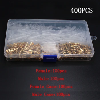 

400pcs/Box 3.5 / 4.0 bullet Terminal Car Electrical Wire Connector Diameter 3.5/4mm Female + Male + Case Cold Press Terminal Set