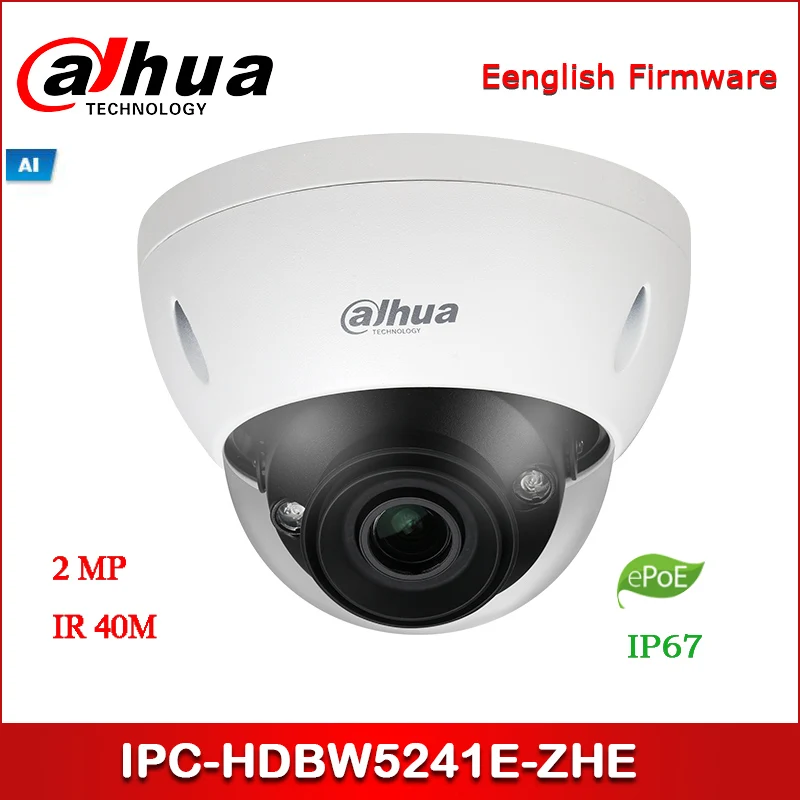 Dahua IP камера IPC-HDBW5241E-ZHE 2MP WDR IR Dome AI сетевая камера 2,7 мм-13,5 мм моторизованный объектив с ePOE