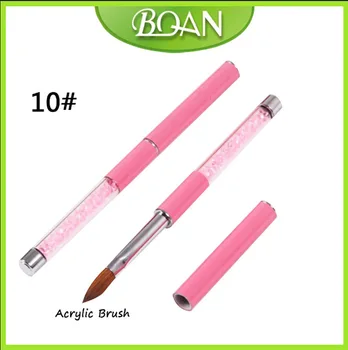 

BQAN 5pcs Pink Rhinestone Nail Design Brush Oval Pure Kolinsky Acrylic Nail Brush 10#
