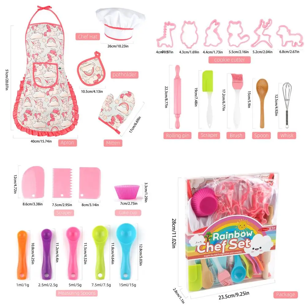 IELEK Kids Real Cooking Set Baking Kitchen Kit with Apron,Chef Hat,Cooking Supplies,Kitchen Utensils and Recipes Great Gift