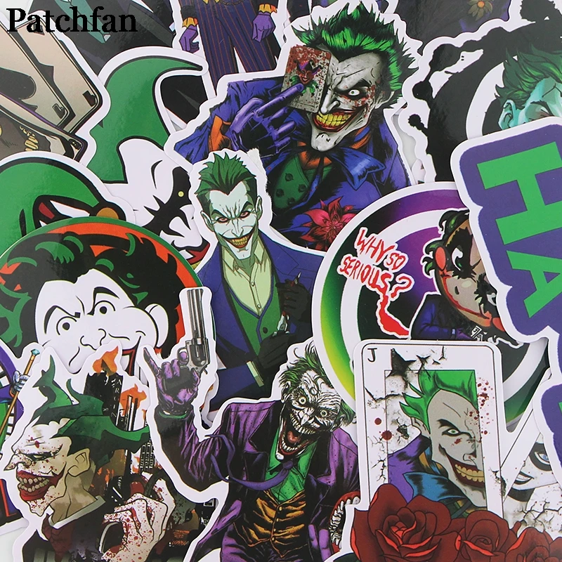Patchfan 19pcs Suicide Squad Joker Funny sticker packs letter Creative Cartoon style for DIY wall phone scrapbooking album A2299
