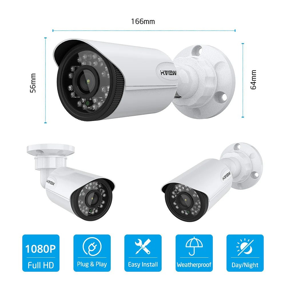  H.View 8CH CCTV System 1080P 8CH CCTV DVR Surveillance System 4PCS 1080P 2.0MP IR Outdoor Security  - 32309536585