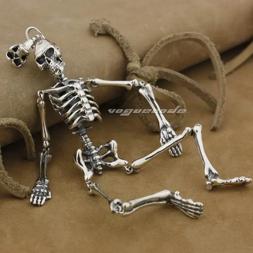 925 Silver Punk Rocker Biker Skull Skeleton Gun Earrings 