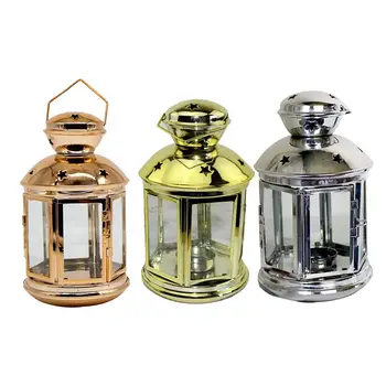 

Iron Lantern Windproof Candlestick Hanging Candle Holder Lamp Party Wedding Restaurant Decoration Gift