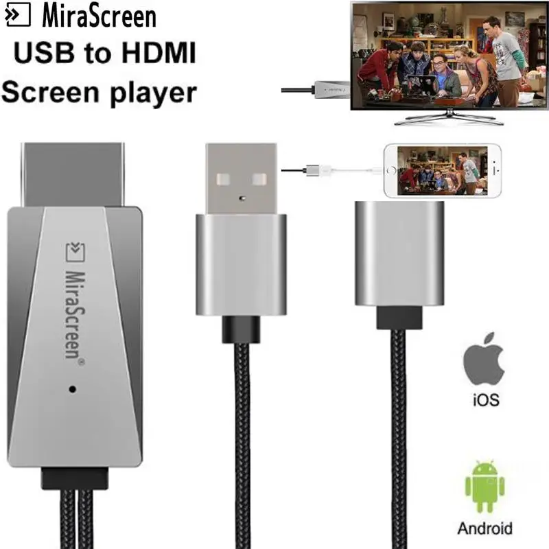 Mira экран USB к HDMI кабель 1080P HD tv Stick мобильный телефон к HDMI HD ТВ кабель адаптер для iOS Android HDMI экран плеер