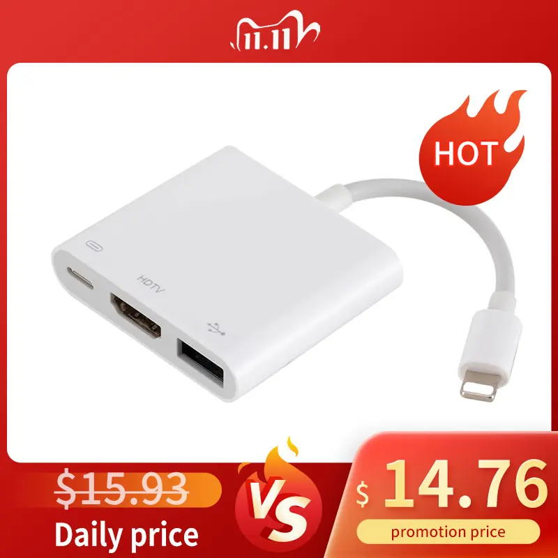 HDMI-кабель Lightning для 1080P USB SD TF кардридер цифровой AV TV OTG адаптер Hub iPhone X XR XS 11Pro Max SE iPad