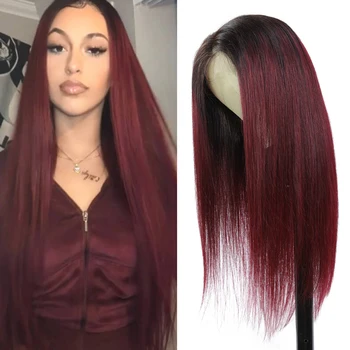 

Brazilian 13x4 Lace Front Human Hair Wigs 1B/99J Burgundy Pre Plucked Lace Wigs For Black Women Remy Straight Hair Wig 150%