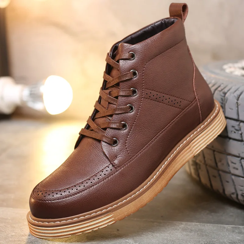 

2018 Winter New Style Genuine Leather Men's Boots Martin Boots Hight-top Worker Boot Leather Boot MEN'S Military Boots