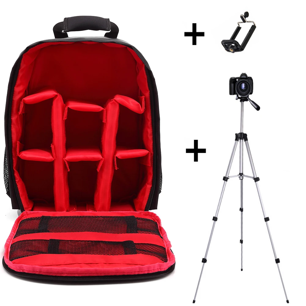 Red 110cm tripod Многофункциональная камера рюкзак видео цифровая DSLR сумка Водонепроницаемый Открытый камера фото сумка чехол для Nikon/для Canon/DSLR - Цвет: Red 110cm tripod