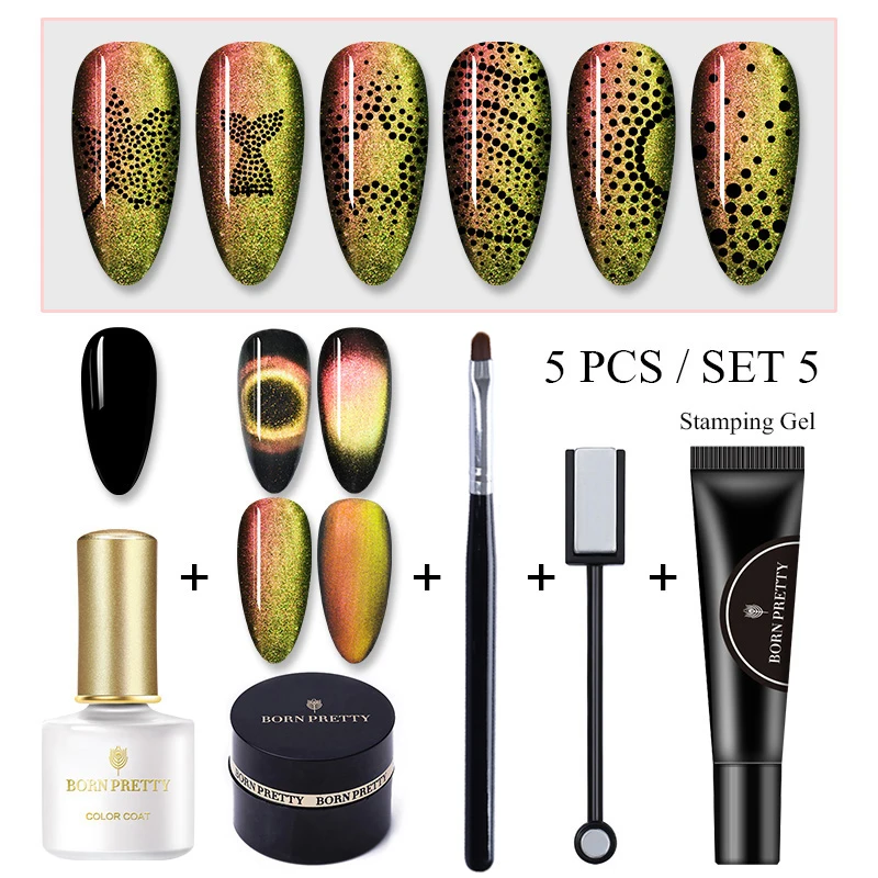5 Pcs-Set5 BORN PRETTY 9D гель кошачий глаз набор для штамповки ногтей Магнитный замачивающий УФ-гель для ногтей геллак 5 мл для маникюра - Цвет: 5 Pcs-Set5