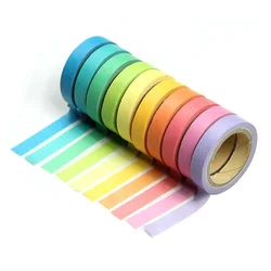 10 rouleaux de ruban adhésif Washi couleur bonbon arc en ciel pour bricolage, papier collant pour masquage, bande adhésive pour Scrapbooking, décoration de bricolage 