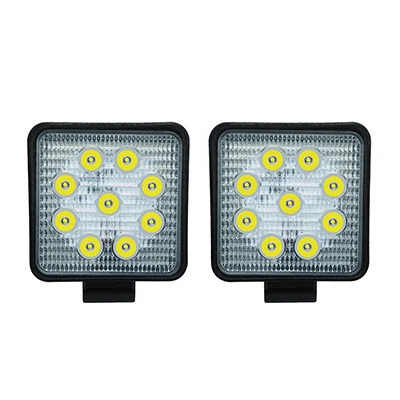Car Work Light 27W 48W Offroad Auto head Spot light 4WD Truck Tractor Boat Trailer 4x4 SUV ATV 12V 24V Spot Flood Bar LED Lamp - Цвет: 9LED-square-2pcs