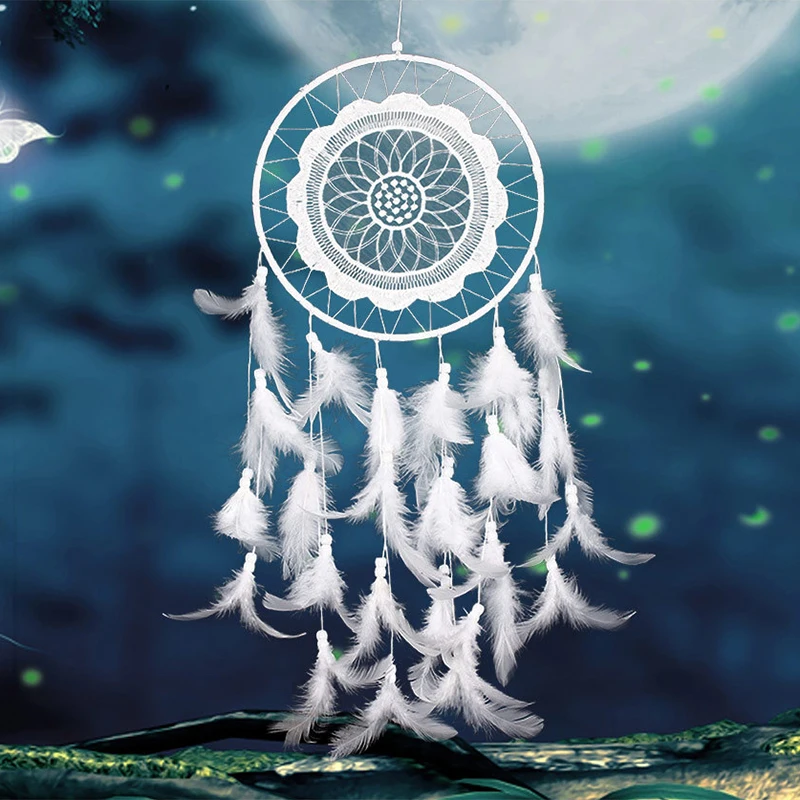 

25cm Wind Chimes Handmade Indian Dream Catcher Net With Feathers Wall Hanging Dreamcatcher Craft Gift Home Decor Blessing Gift