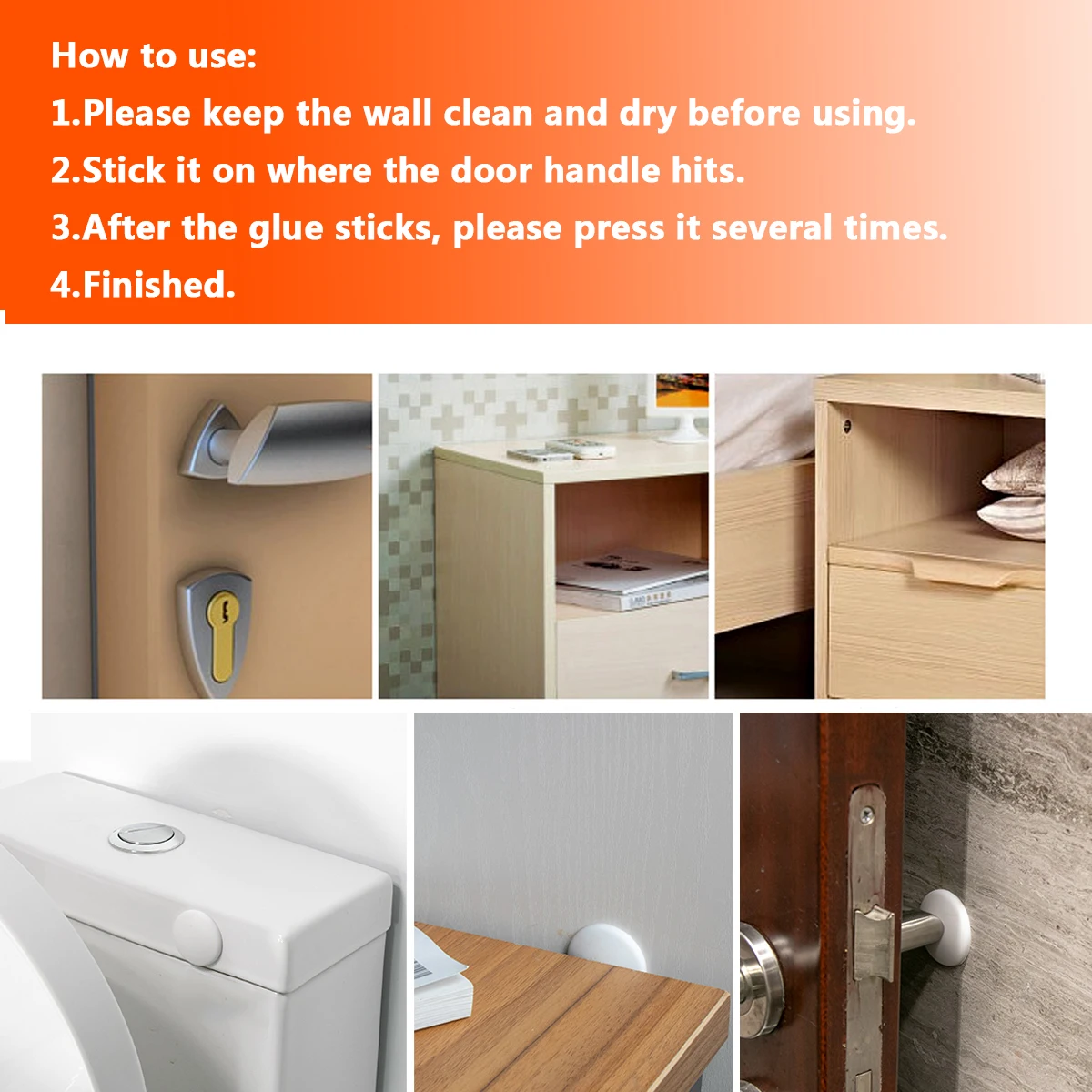 12 Door Knob Stopper Self Adhesive Cabinet Drawer Rubber Bumper Anti Collision Handle Guard Stickiness Wall Protector Shield Pad