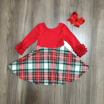 

Girlymax Winter Girls Red Plaid Dress Baby Girl Long Sleeve Dress with Bow