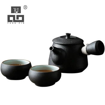 

TANGPIN black crockery ceramic teapot tea pot teacups chinese kung fu tea set gifts for christmas