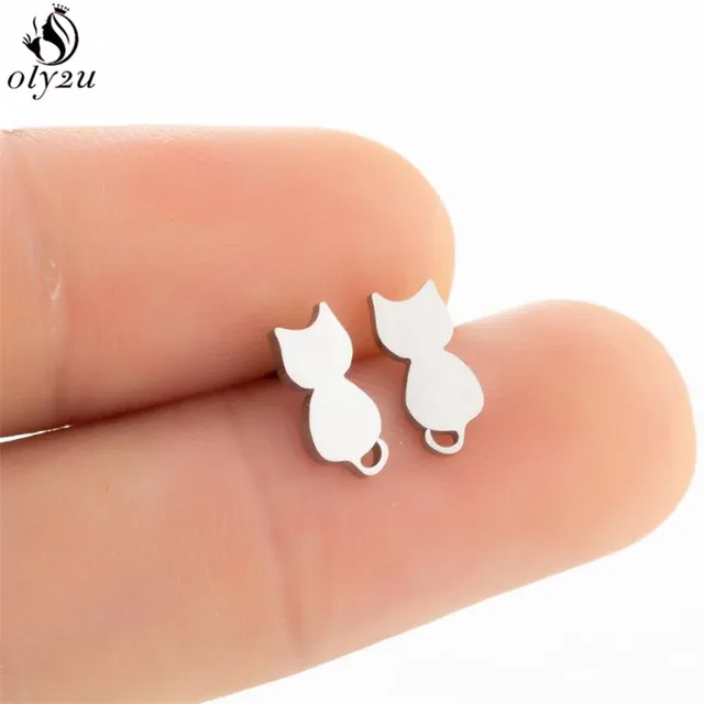 Lovely Stainless Steel Cat Earrings for Women Children Jewelry Trendy Cute Animal Dog Paw Stud Earrings Girls Birthday Gifts 287