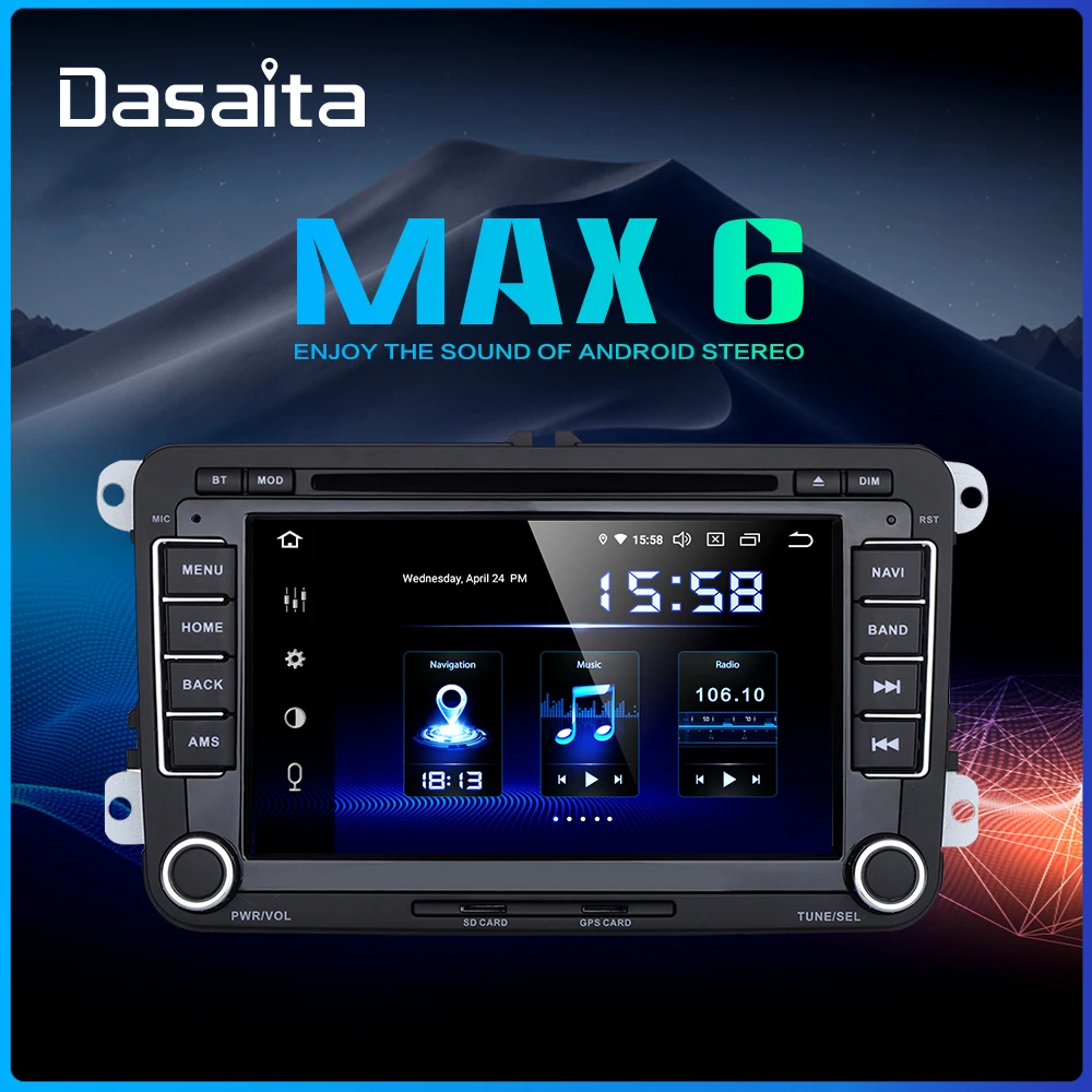 ^*Best Offers Dasaita 7\ 2 din Android 9.0 DSP Car DVD Player for VW Golf Polo Passat Tiguan EOS Bluetooth GPS 1080P Video TDA7850 64G ROM MP3