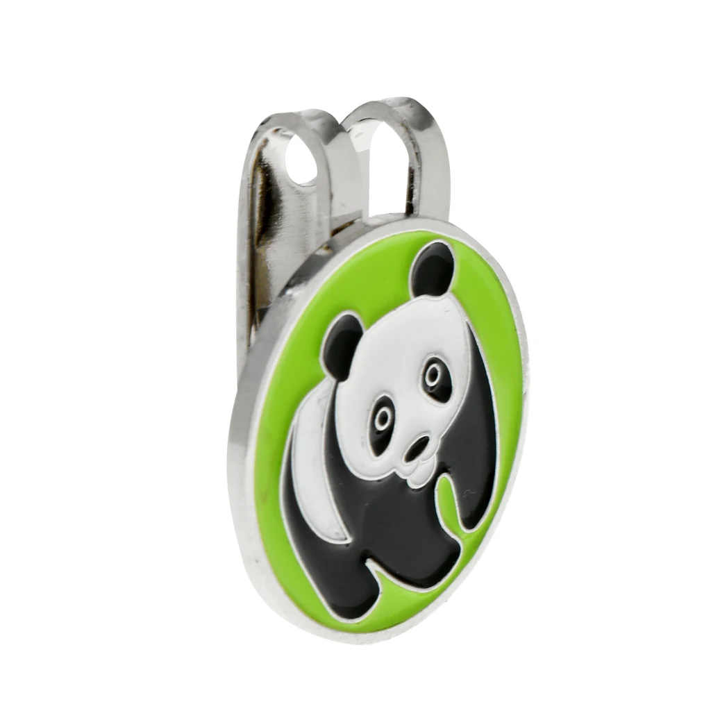 Metal Magnetic Golf Markers with Hat Clip Set Panda Pattern Golf Accessory Golfer Gift