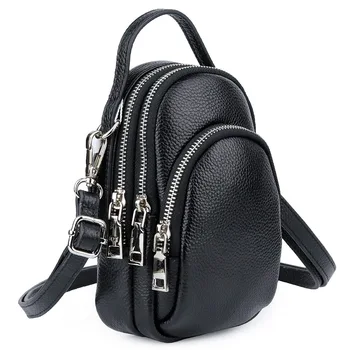 

Large capacity three zip mobile phone bag ladies leather crossbody bag new women's shoulder bag