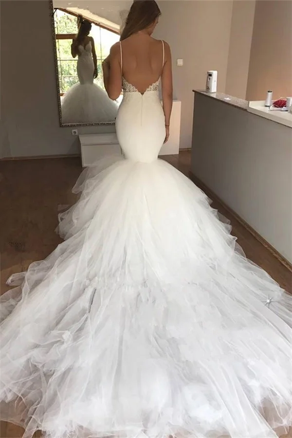 Sexy-Backless-Vintage-Lace-Mermaid-Wedding-Dress-Chapel-Train-Spaghetti-Straps-V-Neck-Appliques-White-Tulle (2)