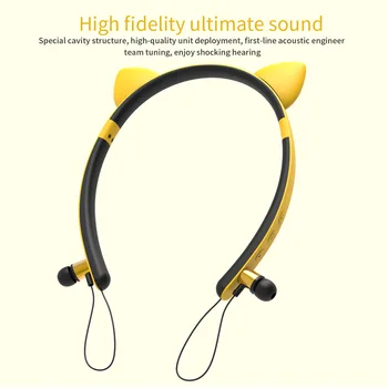 

Bluetooth Stereo Headphones Wireless Magnetic Headset Sweatproof Cute Shape Detachable Ear for Smart Phone Tablet PC Computer
