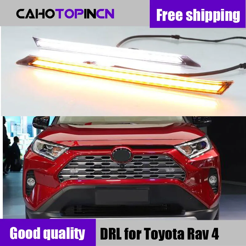 Светодиодсветодиодный дневные ходовые огни 12 В для Toyota RAV 4 RAV4 2019 2020 DRL желтый