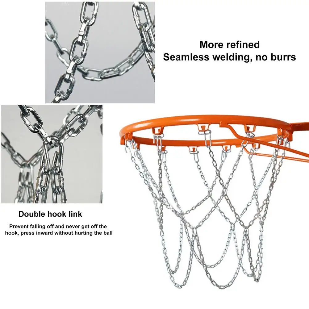 55cm LYY Heavy Duty Metal Chain Basketball Net Replacement,Rustproof Galvanized Iron Net,White and Yellow 