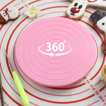 

360° Cake Plate Turntable Rotating Anti-skid Round Cake Stand Kitchen DIY Revolving Cake Decorating Rotary Table Baking Tool