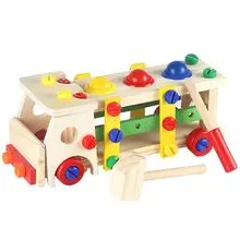 1 комплект самосборка мультяшный автомобиль Съемная детская деревянная игрушка интересный винтовой автомобиль для малышей вечерние сувениры