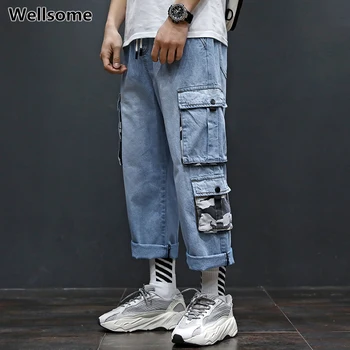 

Loose Long Jeans Mens Denim Pants Trousers Cotton Male Baggy Pants Elasitc Waist Mens Trousers New Fashion Casual Jeans Hommes