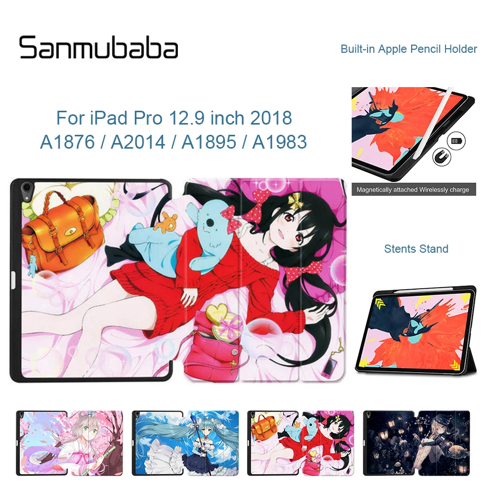 Sanmubaba чехол для планшета iPad Pro 12,9 дюйма 2018 релиз с держателем карандаша PU кожаный чехол-книжка флип-подставка защитная оболочка