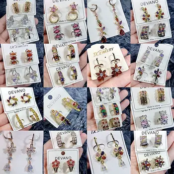 

30 Pairs/lot top quality fashion women earring lot wholesale luxury zircon women wedding earring jewelry lot 200731-37
