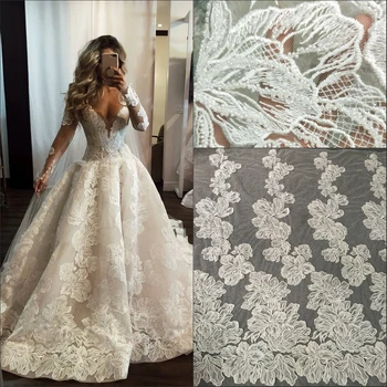 

Wedding Dress Handmade Beaded Sequins Lace Accessories Fabric Embroidery Beaded Fabric RS2951