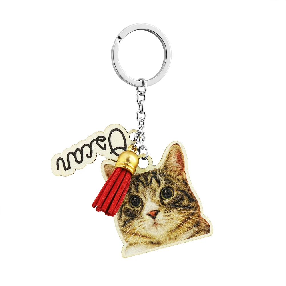 Keychain for Dog Mom Handmade Pet Loss Memorial Gift Custom Portrait  Engraved Cat Key chain Pet Supplies Car Accessories Unique -LCKR-AP