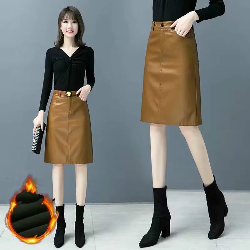 black skirt 2021 Fashion Women Short Skirt 100% Natural Sheepskin Genuine Leather with Belt Female Real Slim Hip Skirt Plus Size 4XL Y303 floral skirt Skirts