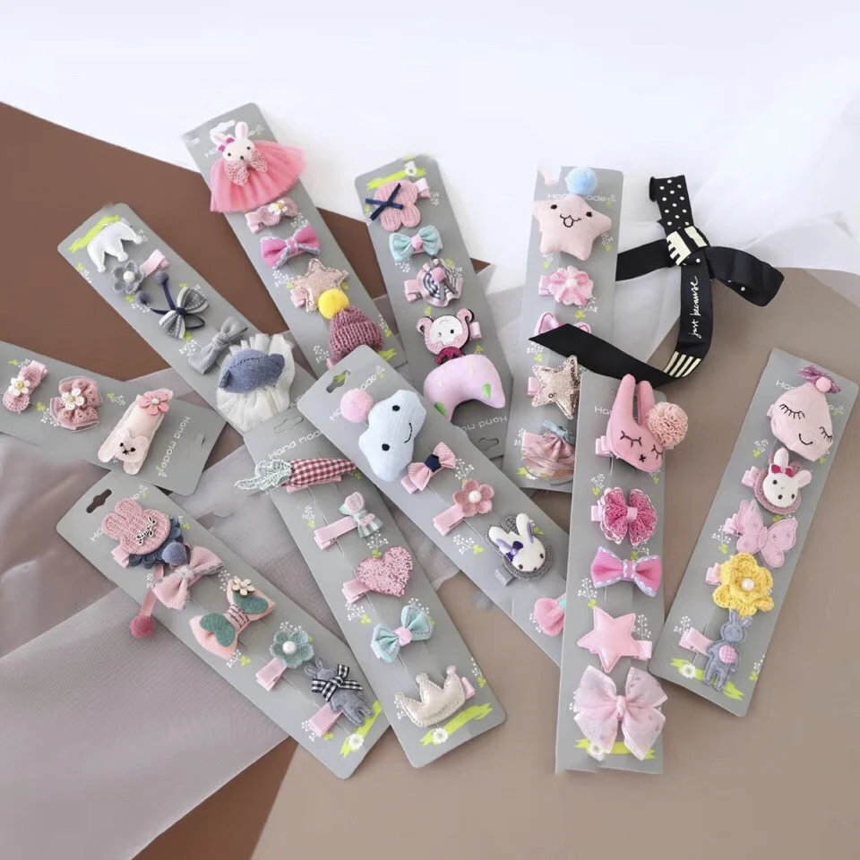 Набор заколок для волос 5 шт. милая девочка бант цветок боковые заколки