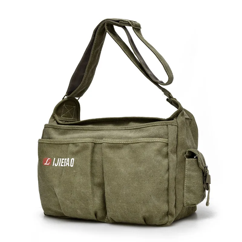 

2020 Man Crossbody Bags Casual Messenger Bags Retro Zipper Shoulder Bag Multifunction Canvas Bags Travel Handbags Solid Color