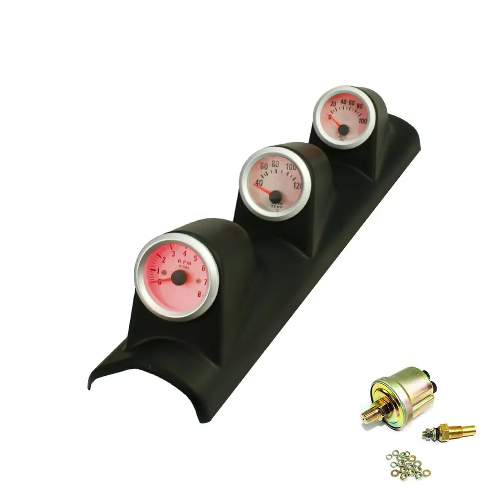 

12V Auto Car Water Temperature Gauge 2"/52mm 3-In-1 Tachometer/Water Temp/Oil Press Meter Gauge Car Triple Gauge