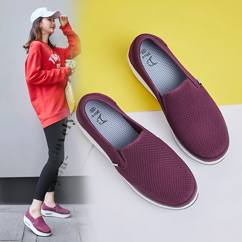 Кроссовки для фитнеса из дышащей ткани, визуально увеличивающие рост; женская обувь для танцев на воздушной подушке; спортивная обувь на платформе для аэробики - Цвет: Red