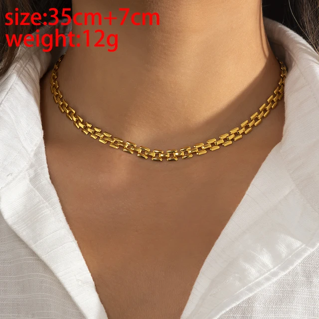 Exaggerated Cuban Chunky Thick Chain Necklace Women High Quality Big Iron Metal Silver Color Necklace Neck Jewelry Steampunk Men Gold Color 4