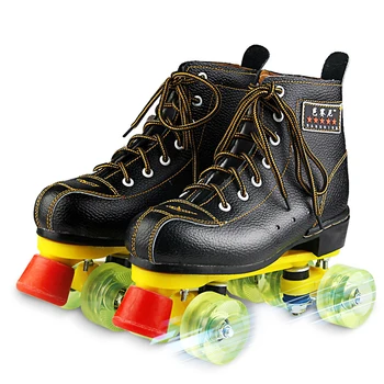 

Men's And Women's Double-Row Skates Sport Cowhide Material 4-Wheel Skates Unisex Adult Skating-Shoes Size 34-45 Sneakers