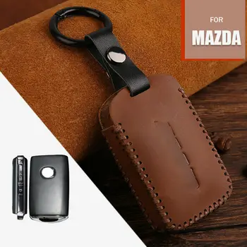 古典的な革車のキーfobケースカバーホルダーshel bucklelマツダ3 2020 2019 accesorios alexa 3 CX4 CX5 CX8 19アップ3ボタン