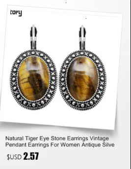 Природный камень тигровый глаз серьги Винтаж кулон серьги для Для Женщин старинное серебро покрытием камень Модные украшения