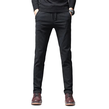

Men's winter new Solid color plus pants Slim Office Worker stretch feet wild Cotton Straight Business casual pants 28-36 38