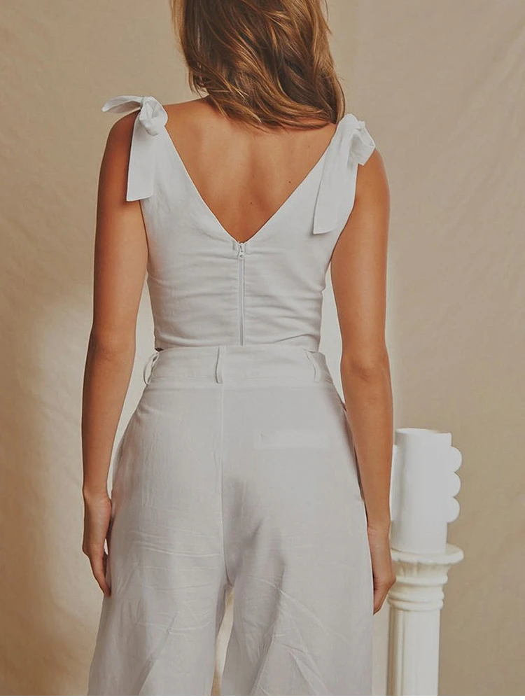NewAsia Corset Top Sexy Boning 2 Layers Lace up Straps V Neck Zipper Bodycon Tank Top White Fashion Camis Crop Tops Women 2021