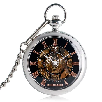 

Casual Pocket Watch for Men Hand Winding Mechanical Pocket Watches for Boys Open Face Roman Numeral Dial Pendant Watch